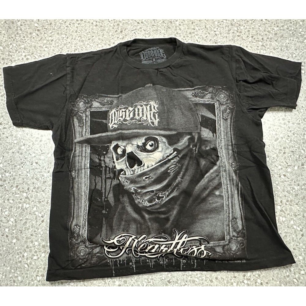 Men's Tee Medium Dyse One "Heartless"‎ Biker Skull Hip Hop OG T-Shirt
